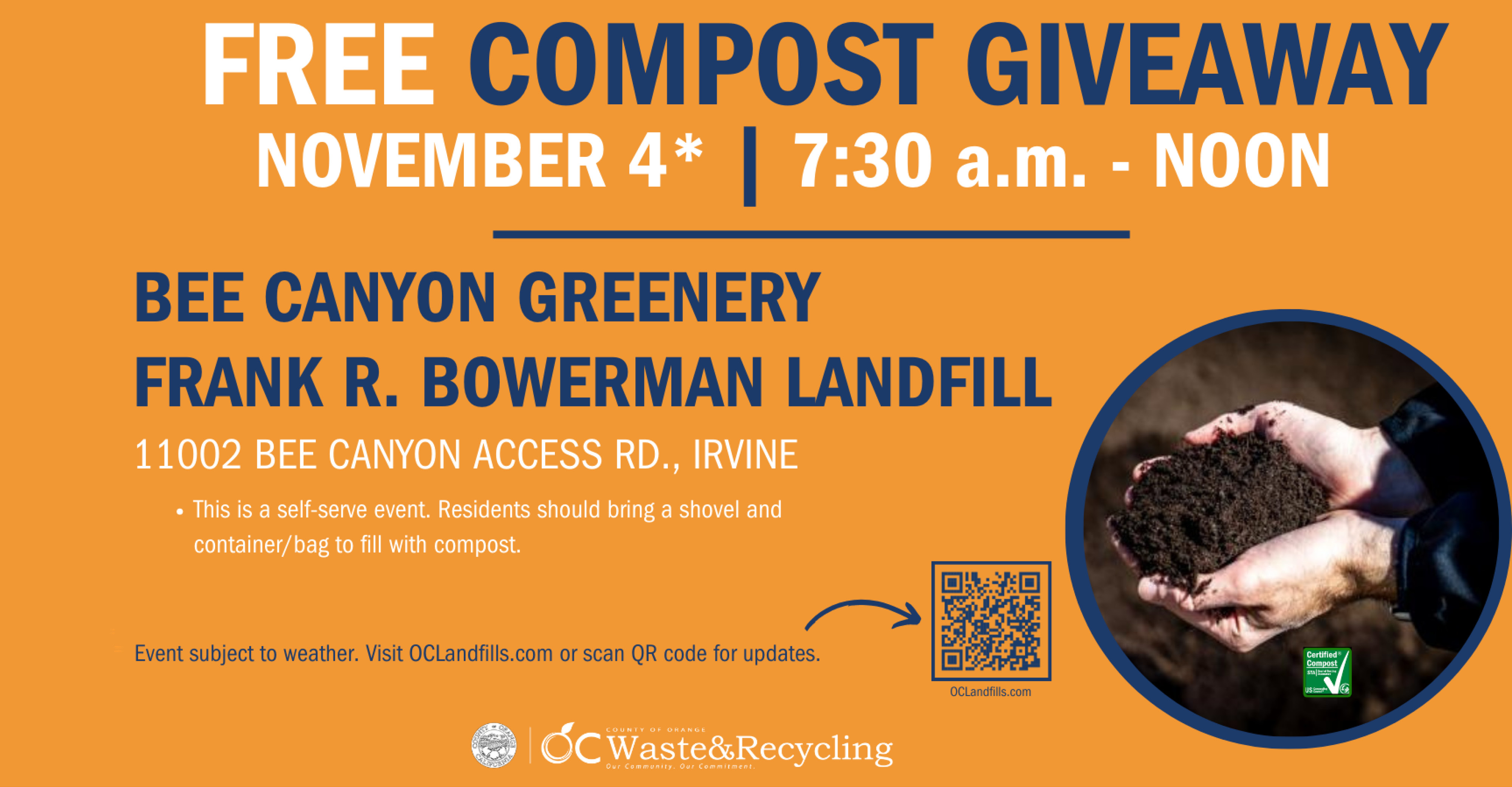 Get Free Compost November 4 in Irvine City of Irvine